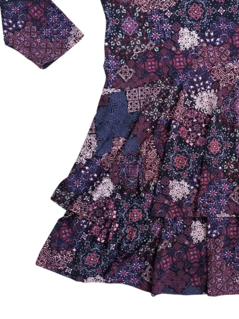Michael Kors Purple Paisley Print Mini Dress - Boho Ruffle Hem Tunic Top, Size 2
